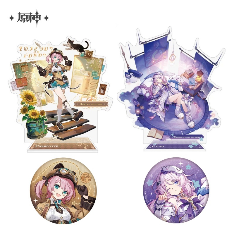 Charlotte Anime Merchandise - Set Pin dan Figur Stand Resmi
